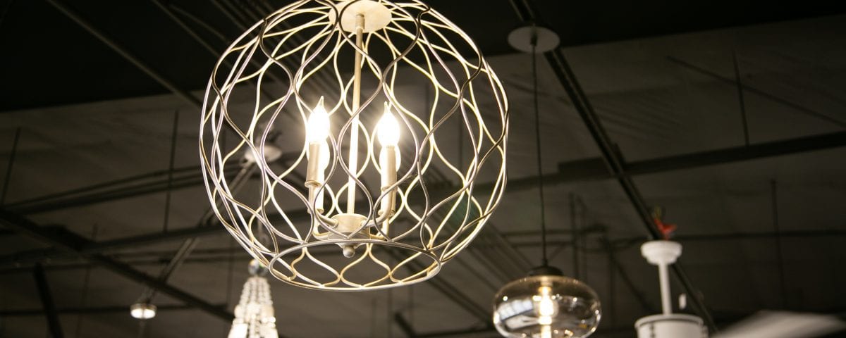 Beautiful farmhouse lighting example in facets of lafayette showroom.